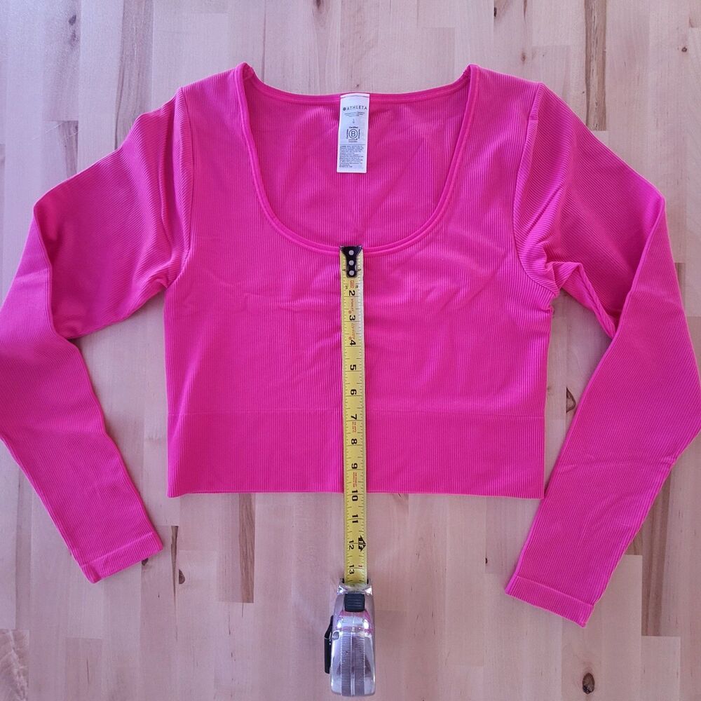 CLEARANCE Athleta Aurora Seamless Crop Top Long Sleeve Pink Size L Yoga Gym - Picture 9 of 11